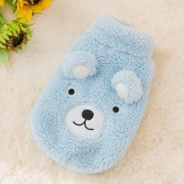 Warm Outfit Fleece Pet Clothes Sweater Cute Bear Print Coat Small Medium Winter Dog Cat Shirt Jacket Teddy Bulldog Chihuahua (Color: Blue, size: Xl 5.5-7.5Kg)