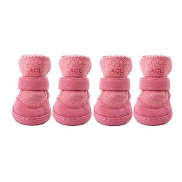 Wholesale Small Dog Winter Warm Pet Shoes Antiskid Shoes (Color: Pink, size: 3)