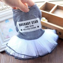 pet dog clothes skirt (Color: Korean Striped Tutu Skirt-Black, size: M)