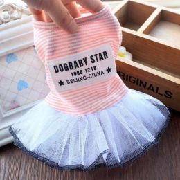 pet dog clothes skirt (Color: Korean Striped Tutu Skirt-Pink, size: L)