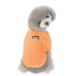 cat and dog clothes autumn and winter warm and fleece (Color: Orange, size: Xl)