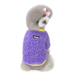 cat and dog clothes autumn and winter warm and fleece (Color: Purple, size: Xl)