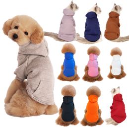 Autumn and winter seasonal pet clothes, solid color, hooded, pet clothes, Teddy clothes, plush dog clothes (Color: Orange, size: Xxs)