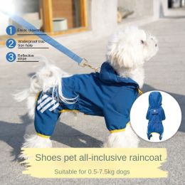 Dog raincoat all inclusive, four legged waterproof poncho, Teddy Bomei, pet clothes for rainy days, small and medium-sized dogs, Bears (Color: Rose Red, size: L (Recommended Weight 3-4.5Kg))