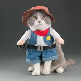 Party Clothes Funny Pet Costumes Halloween Costume Suit (Color: Western Cowboy, size: M)