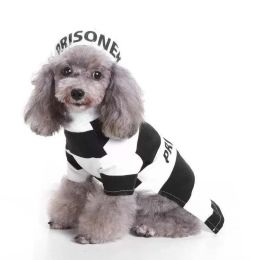 Pet Life Striped Retro Inmate Prisoner Pet Dog Costume Uniform (Color: Black / White, size: X-Small)